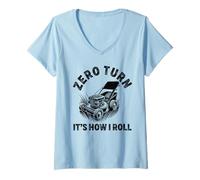 Womens Funny lawn mower zero turn It's how I roll Lawn Mowing V-Neck T-Shirt