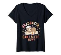 Women's Funny Lazy Girl Graduation Sloth Coquette Bow High School V-Neck T-Shirt