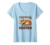 Women's Funny Lazy Procrastinator Tomorrow is Early Enough V-Neck T-Shirt