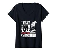 Womens Funny Leave The Gun Take the Cannoli Men Women Italian Flag V-Neck T-Shirt