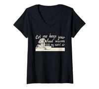 Womens Funny "Let Me Keep Your Food Warm With Nostril Air" Dog V-Neck T-Shirt