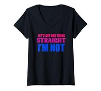 Womens Funny Let's Get One Thing Straight I'm Not LGBT Gay Pride V-Neck T-Shirt