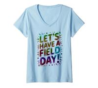 Women's Funny Let's Have A Field Day Games Begin Teacher Cheer On V-Neck T-Shirt