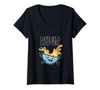Women's Funny Life is A Batter Baking Lover Pun V-Neck T-Shirt