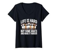 Womens Funny Life is Hard Buy Some Goats and Make it Harder Goat V-Neck T-Shirt