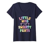 Womens Funny Little Miss Smarty Pants Technology Education V-Neck T-Shirt
