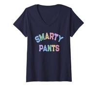 Womens Funny Little Miss Smarty Pants University Mr Math Education V-Neck T-Shirt