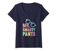 Womens Funny Little MR Smarty Pants Technology College Education I V-Neck T-Shirt