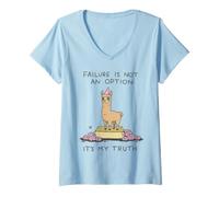 Women's Funny Llama Failure is Not an Option Motivational V-Neck T-Shirt