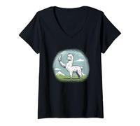 Womens Funny Llamas Cool Llama Animals Alpaca Selfie V-Neck T-Shirt
