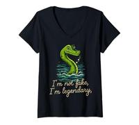 Womens Funny Loch Ness Monster Cryptid Legend V-Neck T-Shirt