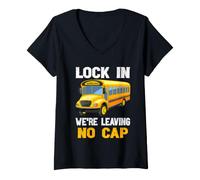 Women's Funny Lock in We're Leaving No Cap Back to School Gen Alpha V-Neck T-Shirt