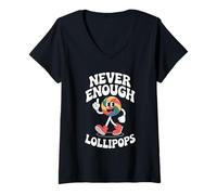 Womens Funny Lollipop or Lollipops Retro V-Neck T-Shirt