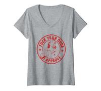 Women's Funny Long Haired Dude I Approve Stamp Design V-Neck T-Shirt