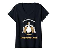 Women's Funny Low Carb Diet Keto Carnivore Contraband Carbs Goose V-Neck T-Shirt