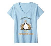Women's Funny Low Carb Diet Keto Humor Contraband Carbs Silly Goose V-Neck T-Shirt