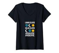 Women's Funny Lunar Eclipse Solar Eclipse Apocalypse Saying V-Neck T-Shirt