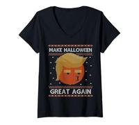 Womens Funny Make Halloween Great Again Jumper Trump V-Neck T-Shirt