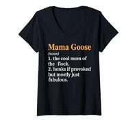Women's Funny Mama Goose Dictionary Definition Motherhood V-Neck T-Shirt