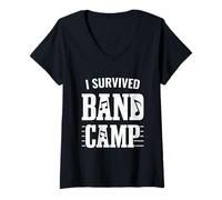 Womens Funny Marching Band Gifts - I Survived Band Camp V-Neck T-Shirt