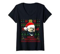 Womens Funny Martin President Van Buren Christmas Parody Holiday V-Neck T-Shirt