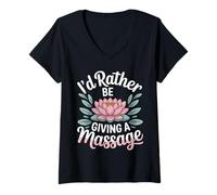 Women's Funny Massage Therapist I'd Rather Be Giving A Massage V-Neck T-Shirt