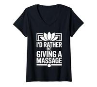 Women's Funny Massage Therapist I'd Rather Be Giving A Massage V-Neck T-Shirt