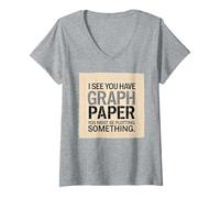 Womens Funny Math Art Graphing Paper for Mathematics Student V-Neck T-Shirt