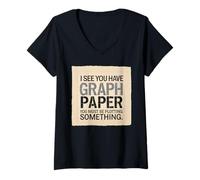 Womens Funny Math Art Graphing Paper for Mathematics Student V-Neck T-Shirt
