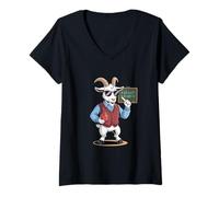 Women's Funny Math Goat Teacher 4 2 3 7 6 2 2 Classroom V-Neck T-Shirt