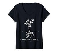 Women's Funny Math Pun I Hate Square Roots Mathematics Professor V-Neck T-Shirt