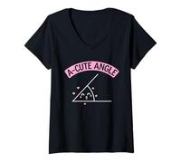 Womens Funny Math Teacher Acute Angle Geometry Trigonometry Humor V-Neck T-Shirt