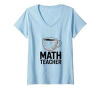 Womens Funny Math Teacher Coffee Cup Algebra Calculus V-Neck T-Shirt