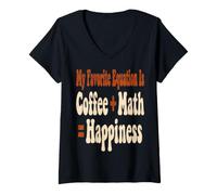 Women's Funny Math Teacher Coffee Equation Humor for Educators V-Neck T-Shirt