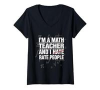 Womens Funny Math Teacher Grading Humor Mathematics Symbols V-Neck T-Shirt