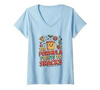 Womens Funny Math The Formula Points to Snacks Humor V-Neck T-Shirt
