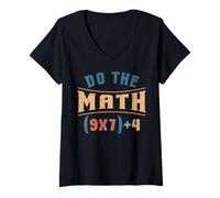 Womens Funny Mathematics 67 Meme Equation Do The Math Teacher Humor V-Neck T-Shirt