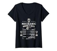 Womens Funny Mechanic Hourly Rate Auto Car Labor Rates V-Neck T-Shirt