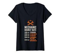 Womens Funny Mechanic Hourly Rate Workshop Auto Repair Gearheads V-Neck T-Shirt