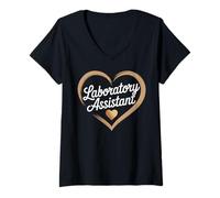 Womens Funny Medical Laboratory Assistant Heart V-Neck T-Shirt