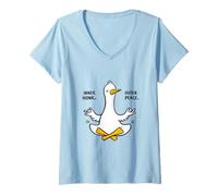Women's Funny Meditating Duck Inner Honk Outer Peace Zen Yoga V-Neck T-Shirt