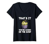 Women's Funny Meme Saying Frog that’s It You are Going in The Soup V-Neck T-Shirt