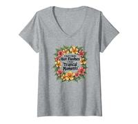 Womens Funny Menopause Hot Flash Humor Women, Tropical Moments V-Neck T-Shirt