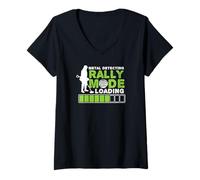 Womens Funny Metal Detecting, Metal Detecting Rally Mode Loading V-Neck T-Shirt