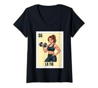 Women's Funny Mexican Design for Aunt Fitness Version - La Tia V-Neck T-Shirt