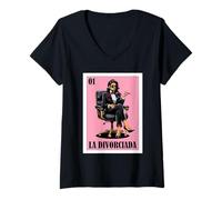 Women's Funny Mexican Design for Single Women - La Divorciada V-Neck T-Shirt