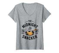 Women's Funny Midnight Snacker Feast Night Time Eater Always Hungry V-Neck T-Shirt