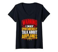Women's Funny Model Airplane Pilot RC Plane Hobbyist Flyer V-Neck T-Shirt