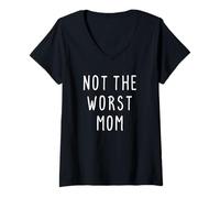 Women's Funny Mom Not The Worst Sarcastic Womens Mother V-Neck T-Shirt