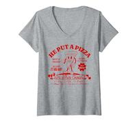 Womens Funny Mom Pregnancy Announcement He Put A Pizza in This Oven V-Neck T-Shirt